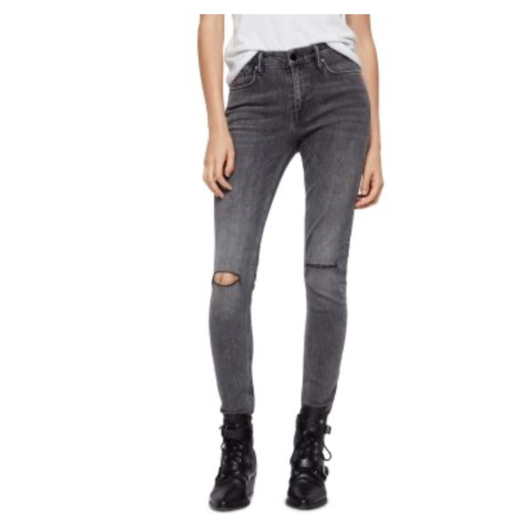 AllSaints Grace Distressed Knee Skinny Jeans Full Length Womens 24